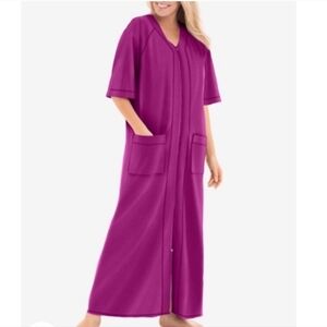 Dreams Co Heavy Blend Short Sleeve Full Length Sleeping Gown Full Zip Two Pocket